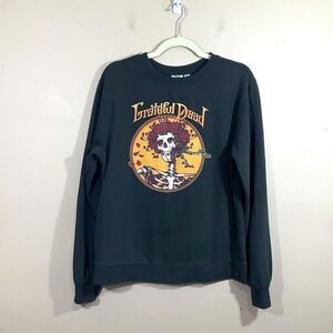 Grateful Dead Mens Bertha Skull and Roses Sweatshirt L Gray Retro Music Rock